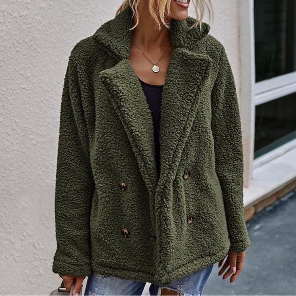 Miss Sparkling Ultra Soft Sherpa Jacket In Olive. NWT! Sz 2X - Picture 2 of 10
